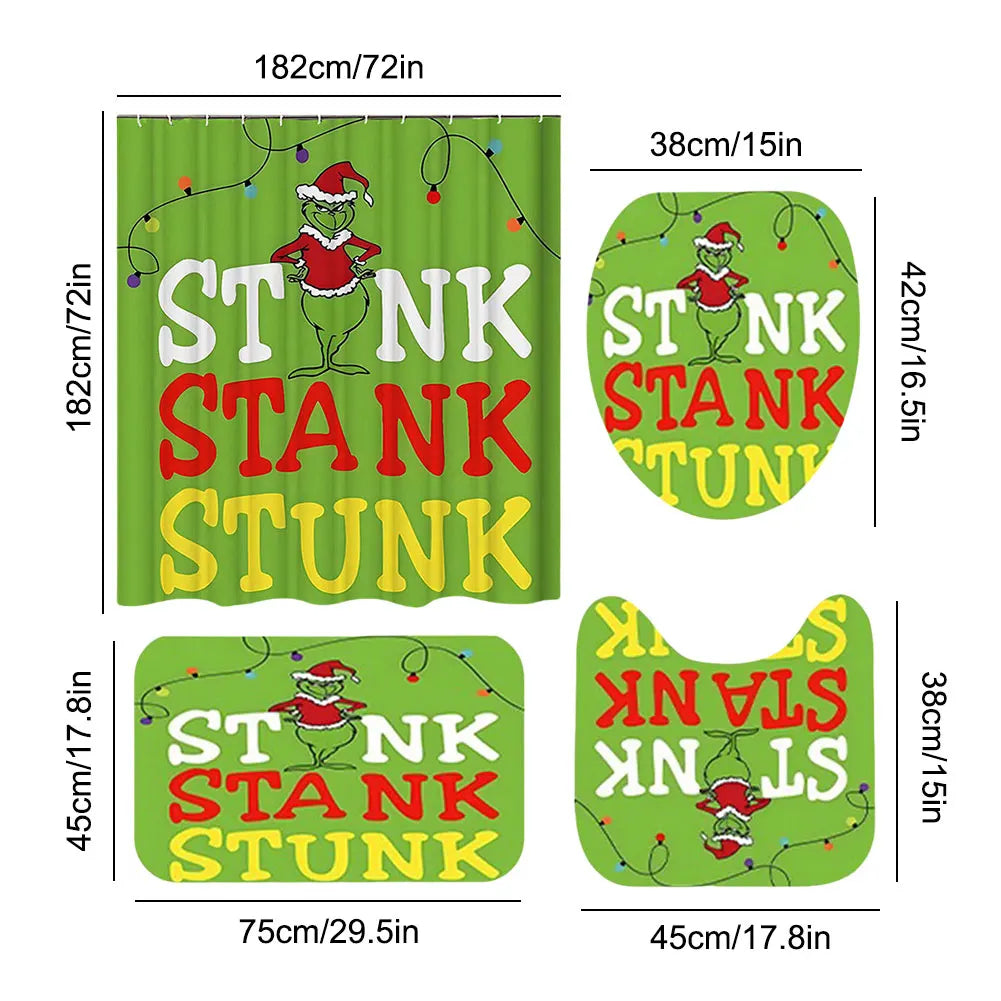 Alloet Christmas Snowman Shower Curtain Set Non Slip Rugs