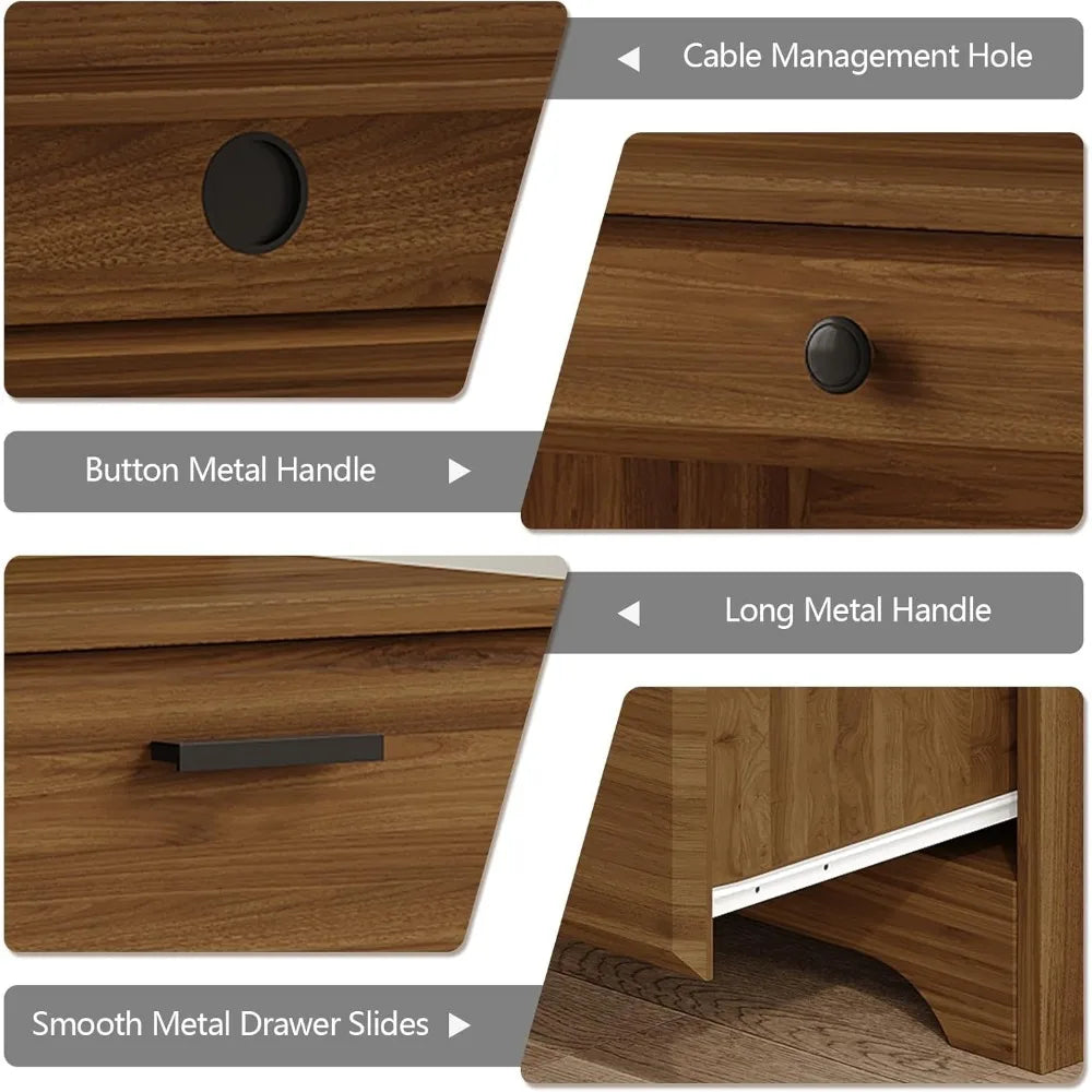 ZHUXIANG Executive Desk With File Drawers And Storage Cabinet