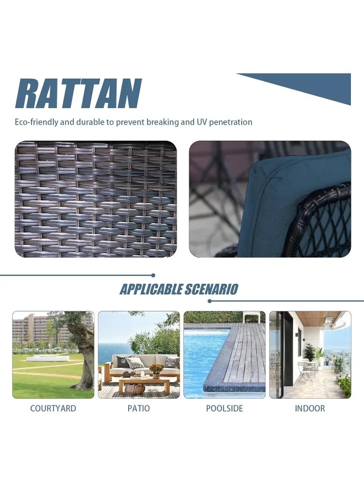 Outdoor Patio Swivel Rocker Set 3 Piece With Glass Table