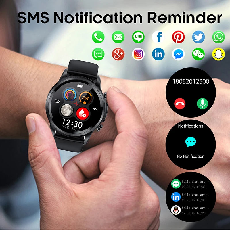 Electrocardiogram Smartwatch With Ultra-Advanced Heart Rate Blood Pressure SpO2 Analytics