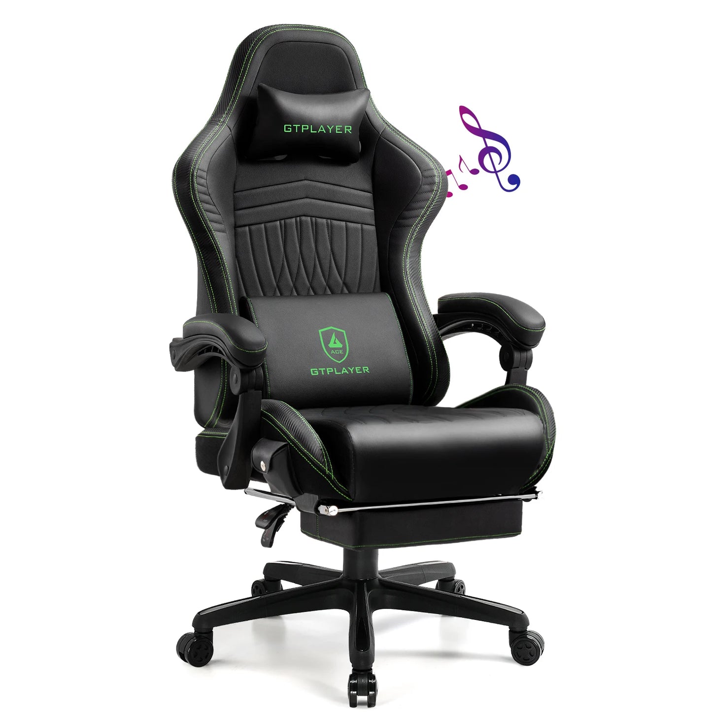 GTPLAYER Ergonomic Gaming Chair Leather Office Desk Chair With Armrests
