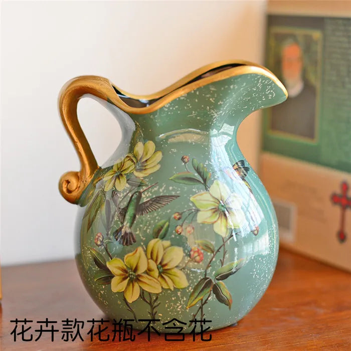 Enhancement European Pastoral Painted Ceramic Milk Jug Vase