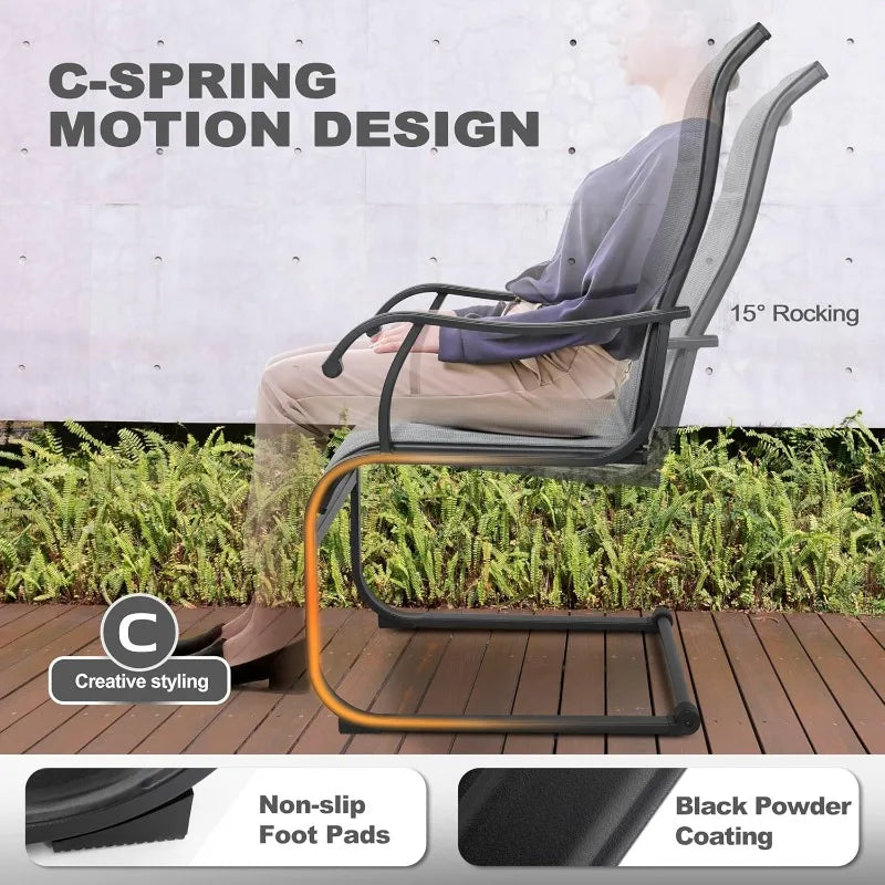 Outdoor Textilene High Back Patio Chairs Set Of 2