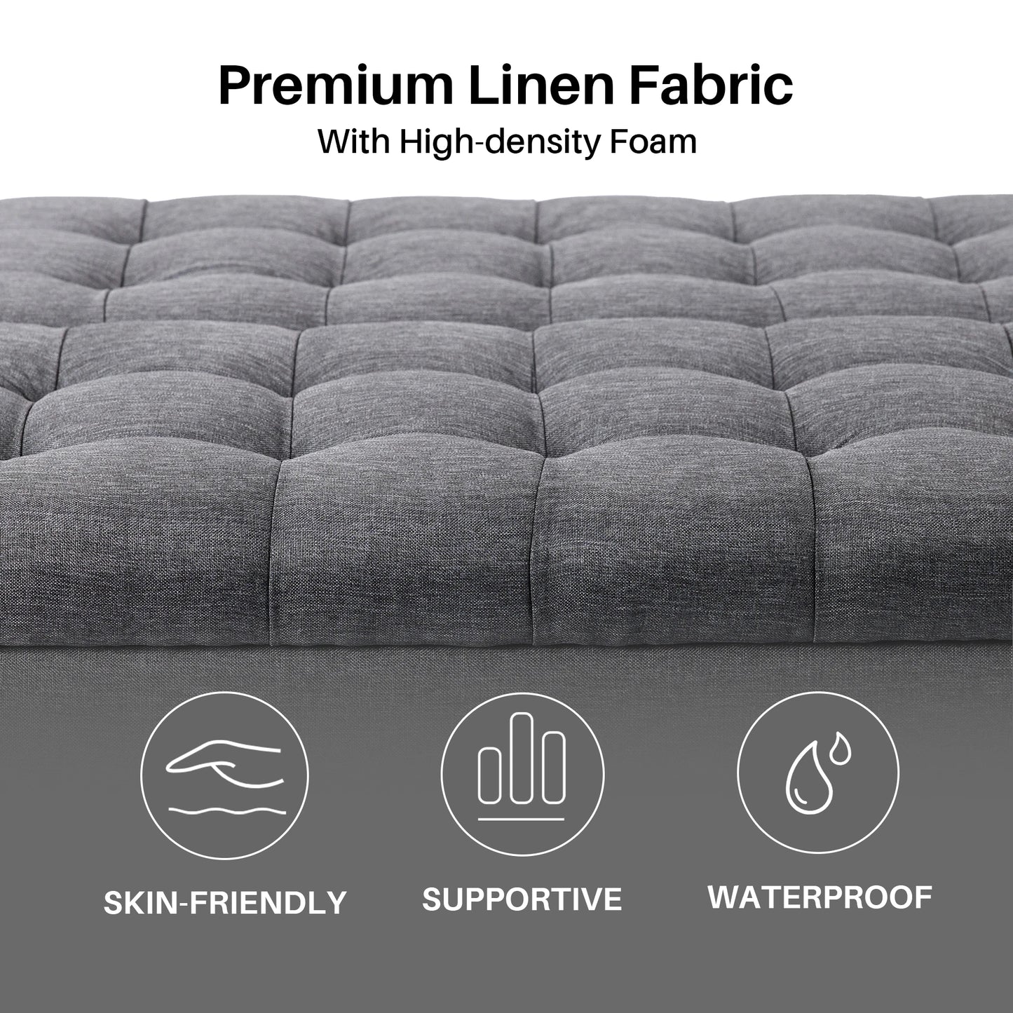 Redlife Storage Ottoman Bench Lift Top Upholstered Tufted Fabric For Living Room