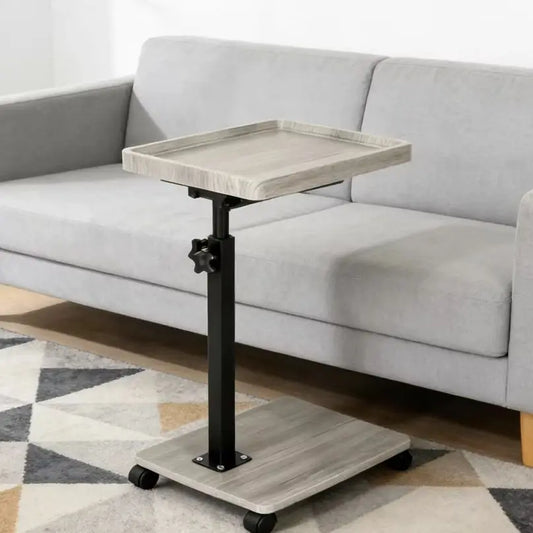 Laptop Desk Adjustable Rolling Sofa Side Table 360° Rotatable Table Laptop Desk Home Office Bedroom Bathroom Food Tray Table