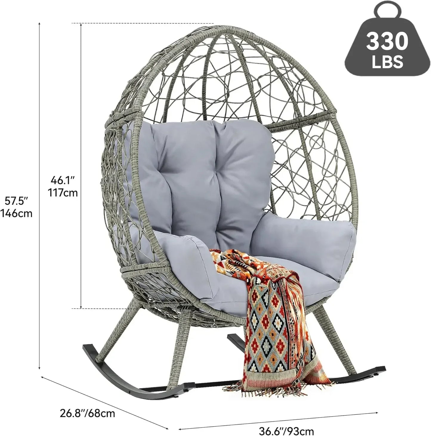 XMSJ PremiumGrade Weatherproof AllWeather Rocking Egg Chair With Plush Cushioned