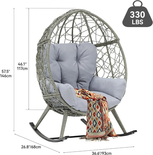 XMSJ PremiumGrade Weatherproof AllWeather Rocking Egg Chair With Plush Cushioned