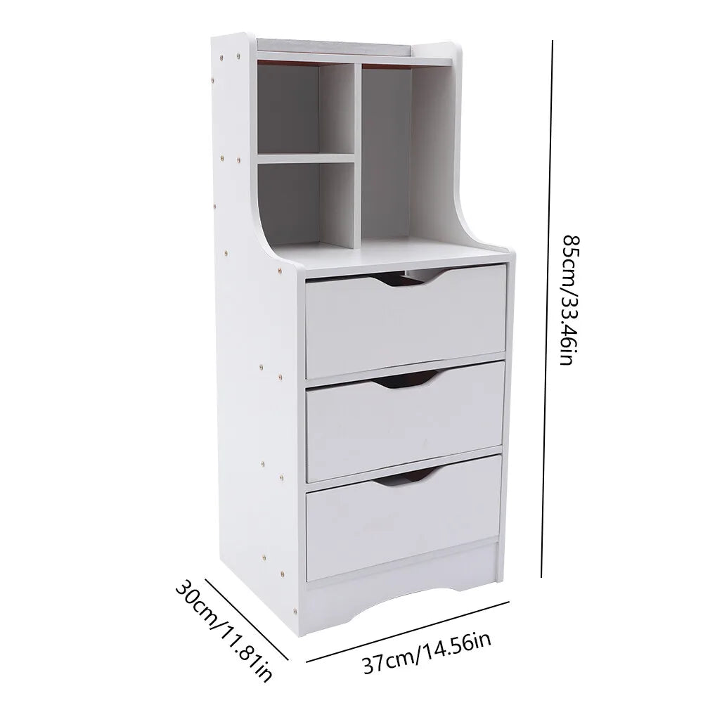 Hign-concerned Vertical Bedside Cabinet With 3 Drawers