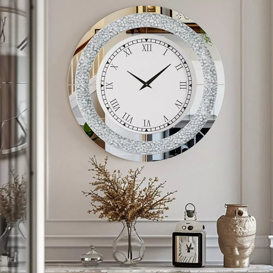 LUVODI Modern 3D Diamond Crystal Wall Clock with Roman Numerals