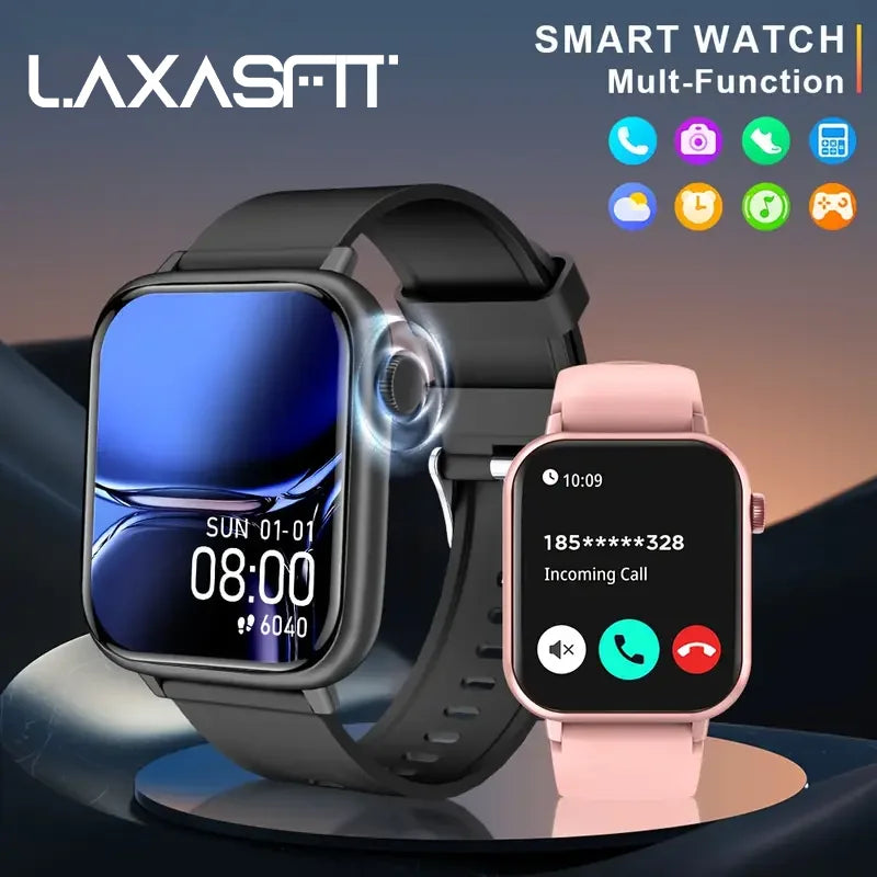 LAXASFIT Waterproof Smartwatch With Bluetooth Calling And Voice Assistant Compatibility