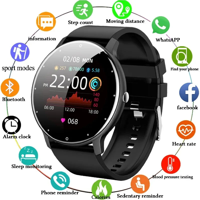 LIGE Men's Smartwatch PremiumFullTouchScreen FitnessTracker IP67 Waterproof Bluetooth