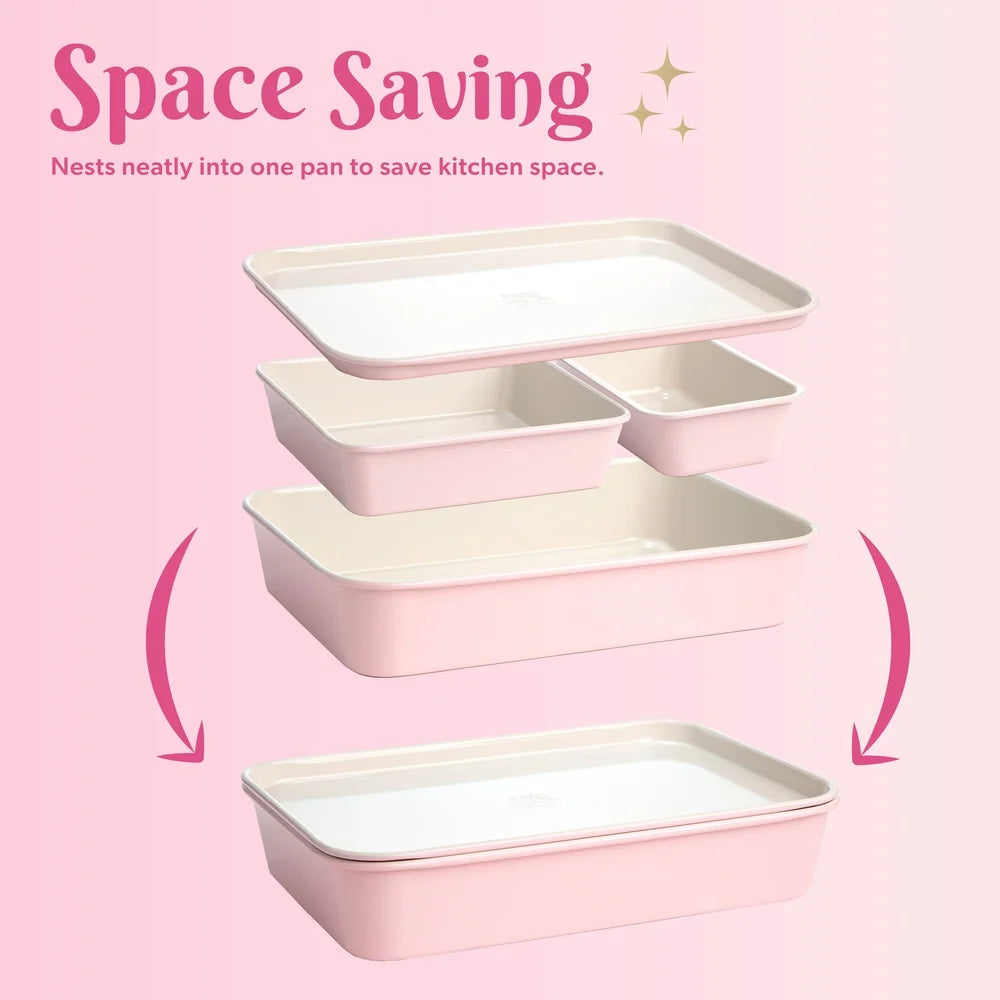 Nested Bakeware Set Nonstick Carbon Steel Space Saving Kitchen Essential