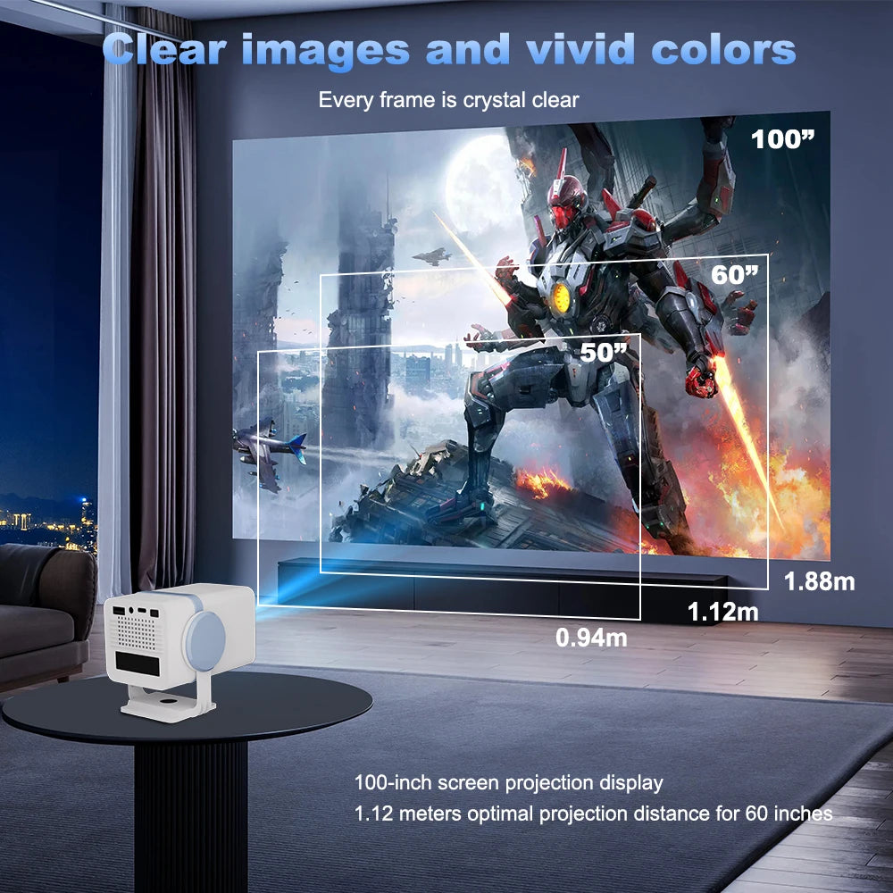 DESS Portable Android 13 Projector WiFi6 Mini Home Theater