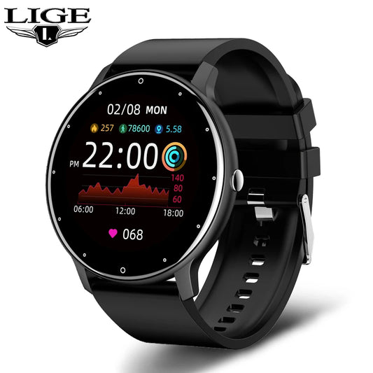 LIGE Men's Smartwatch PremiumFullTouchScreen FitnessTracker IP67 Waterproof Bluetooth