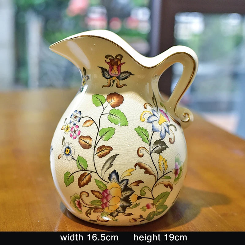 Enhancement European Pastoral Painted Ceramic Milk Jug Vase