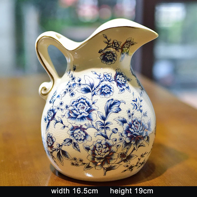 Enhancement European Pastoral Painted Ceramic Milk Jug Vase
