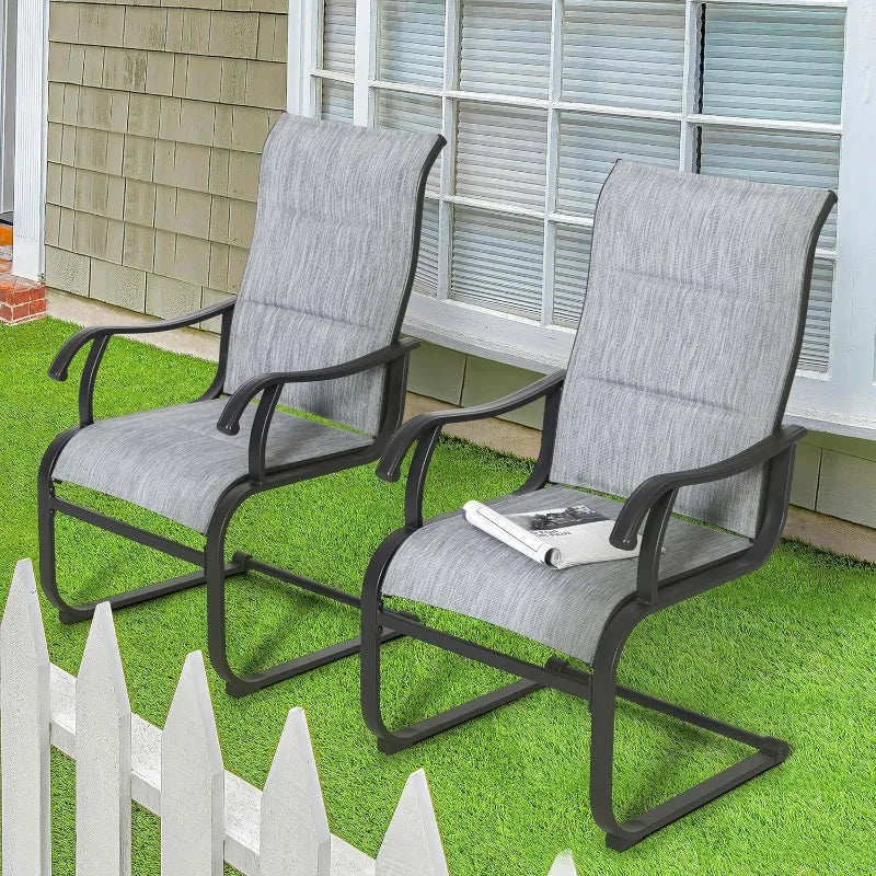 Outdoor Textilene High Back Patio Chairs Set Of 2