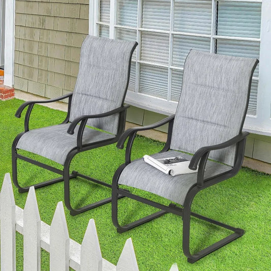 Outdoor Textilene High Back Patio Chairs Set Of 2