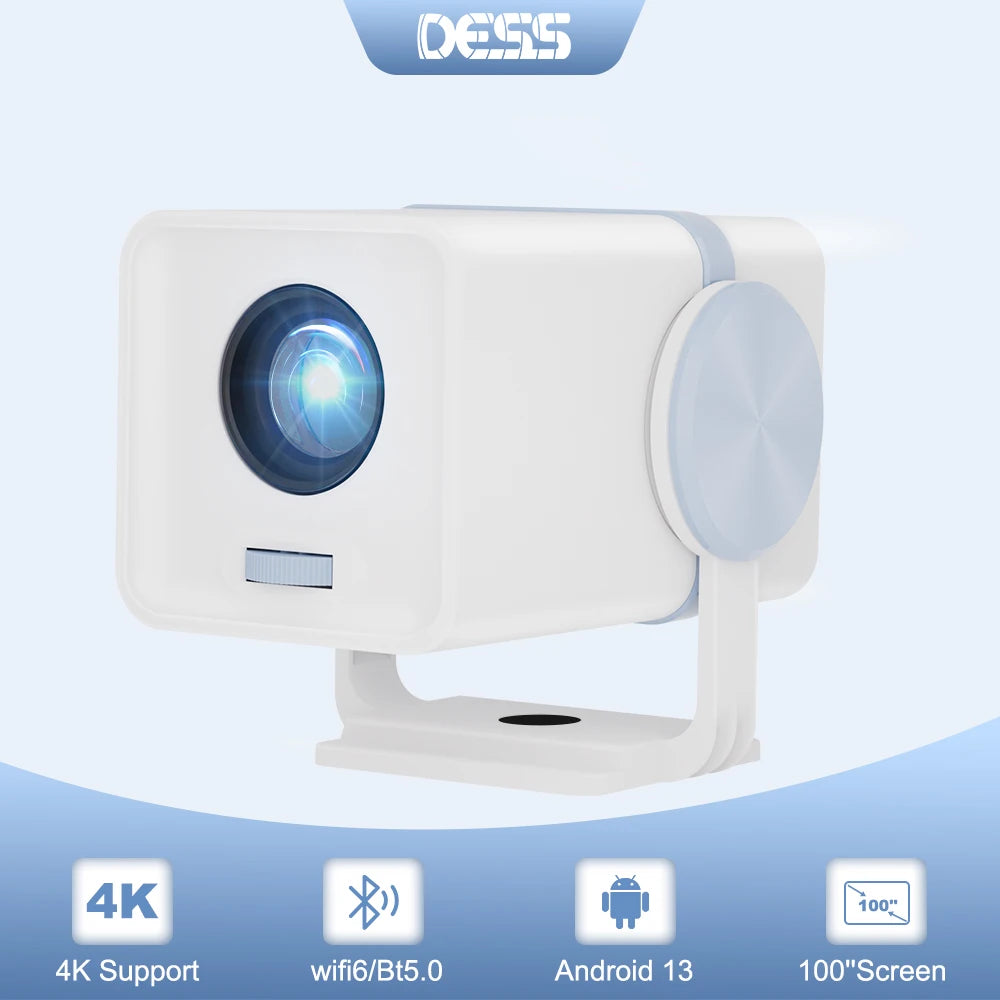 DESS Portable Android 13 Projector WiFi6 Mini Home Theater