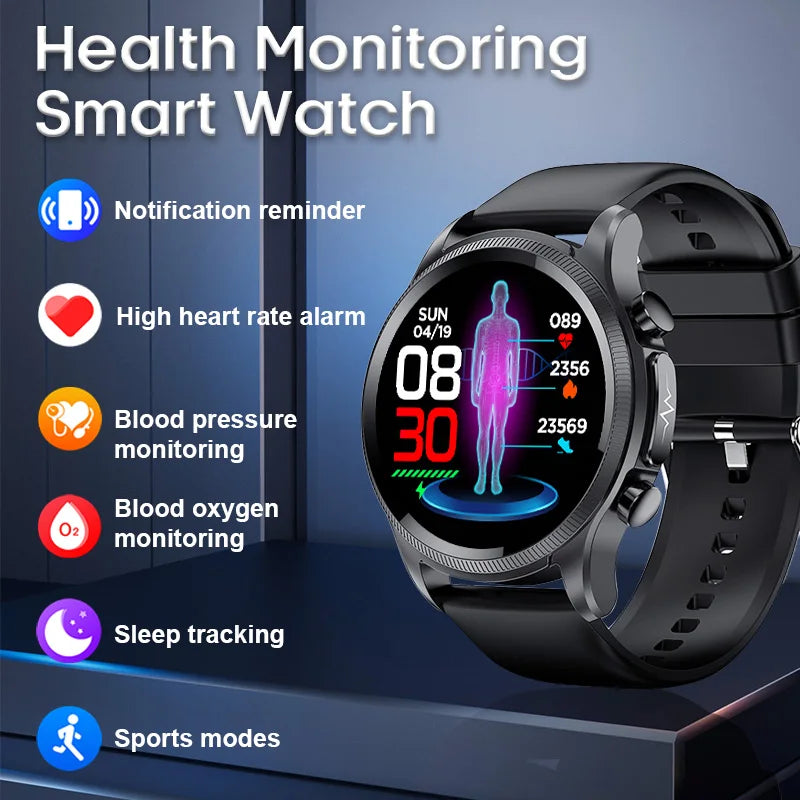 Electrocardiogram Smartwatch With Ultra-Advanced Heart Rate Blood Pressure SpO2 Analytics