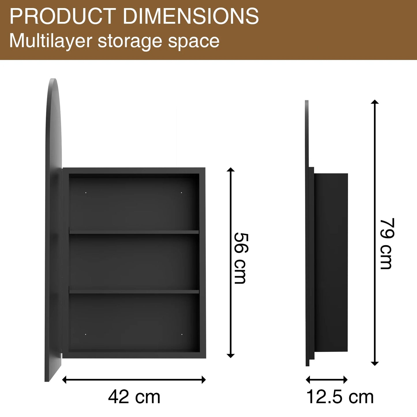 Hign-concerned Round Wall-Mounted Mirror Cabinet With Adjustable Shelf