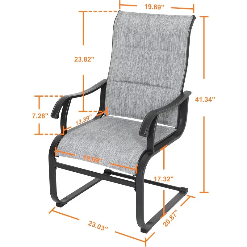 Outdoor Textilene High Back Patio Chairs Set Of 2