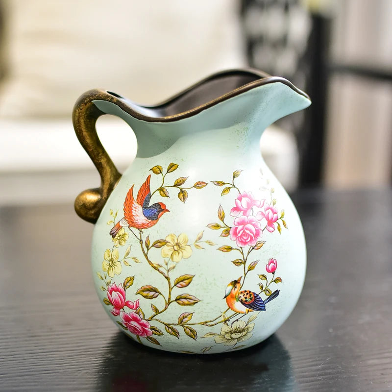 Enhancement European Pastoral Painted Ceramic Milk Jug Vase