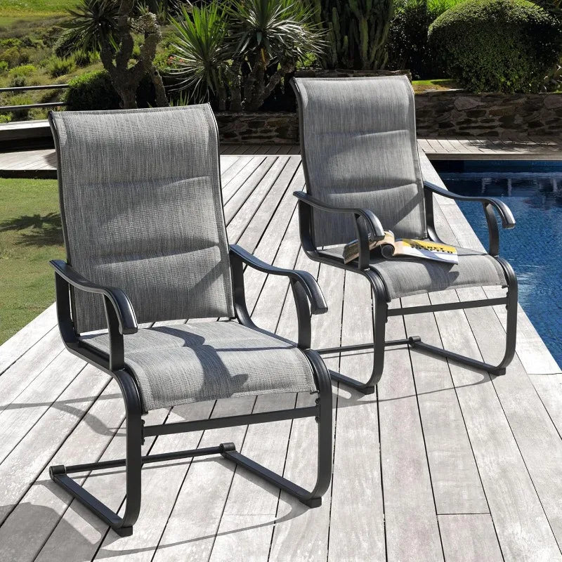 Outdoor Textilene High Back Patio Chairs Set Of 2