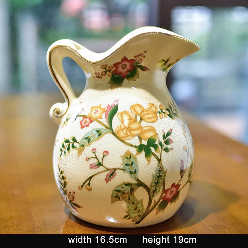Enhancement European Pastoral Painted Ceramic Milk Jug Vase