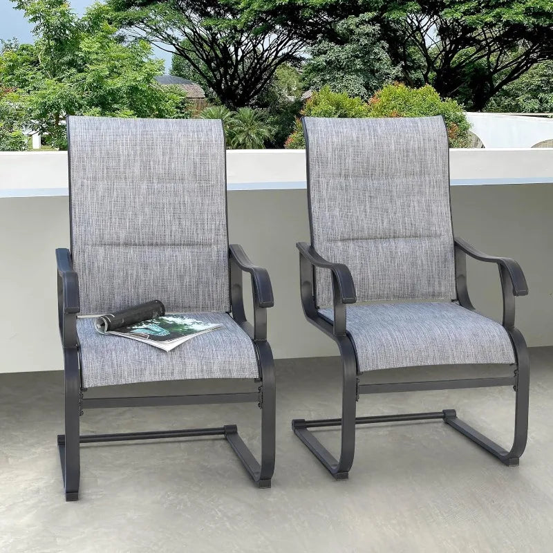Outdoor Textilene High Back Patio Chairs Set Of 2